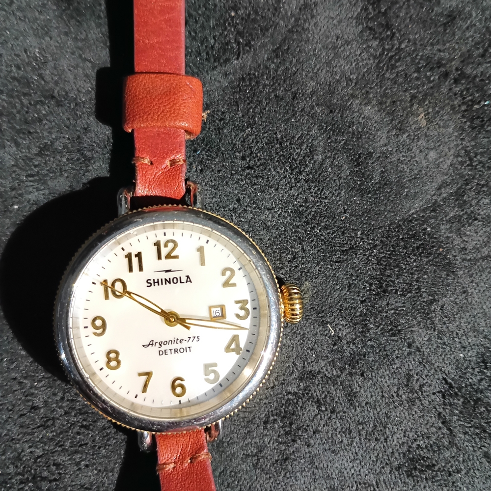 Shinola "The Birdy" 34mm Watch with Brown Leather Strap